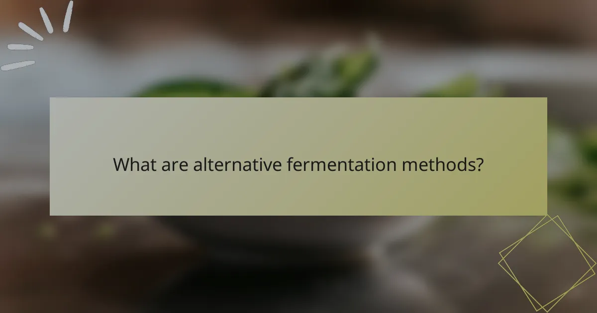 What are alternative fermentation methods?