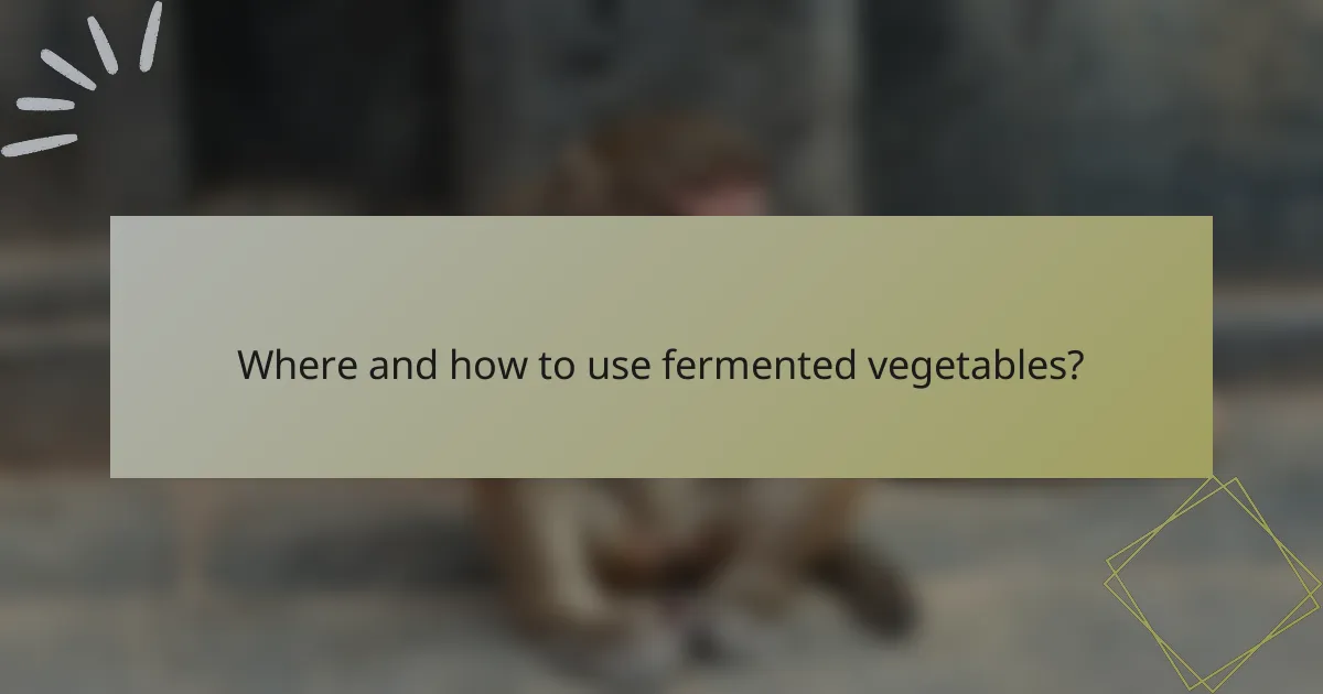 Where and how to use fermented vegetables?